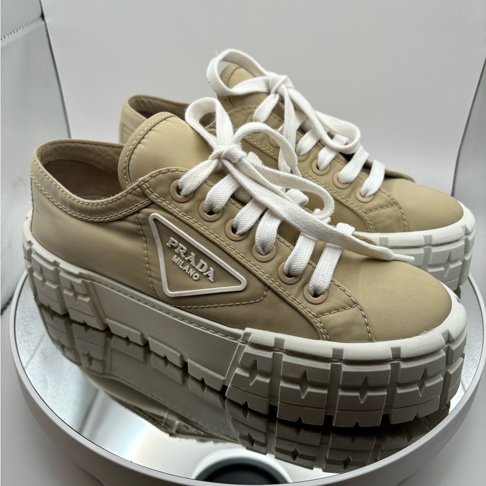Prada Beige Platform Sneakers